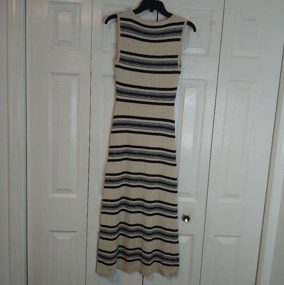 Theory Striped Ribbed Knit Sleeveless Midi Dress - Picture 6 of 9